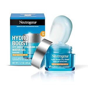 [SnS, AC] $7.00** | 1.7-Oz Neutrogena Hydro Boost City Shield Water Gel Face Moisturizer w/ SPF 25 at Amazon